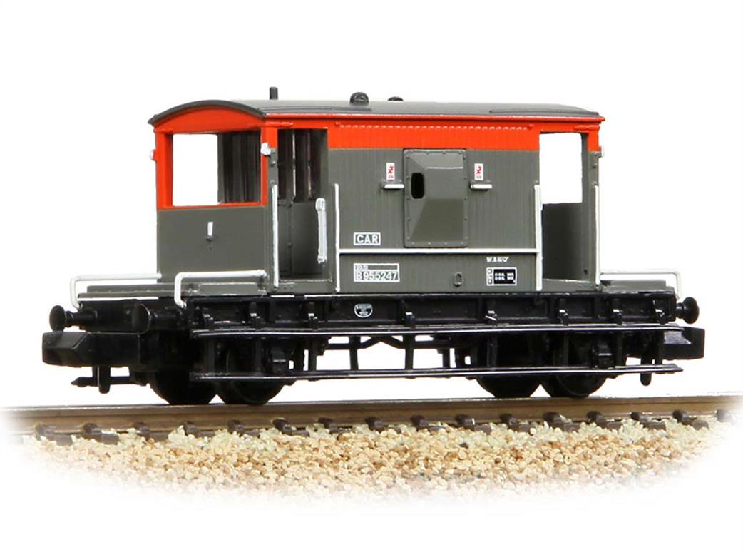 Graham Farish N 377-535C BR 20ton Brake Van B955247 Railfreight Grey & Flame Red