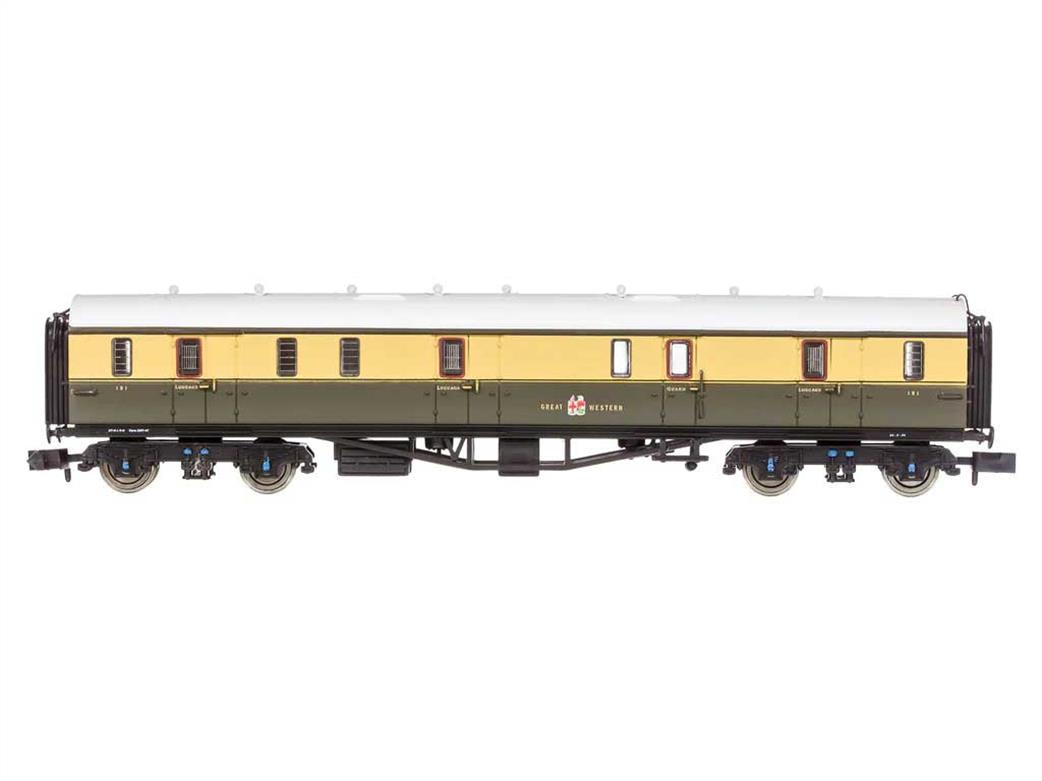 Dapol N 2P-000-311 GWR Collett Gangwayed Full Brake Coach Chocolate & Cream Great (crests) Western