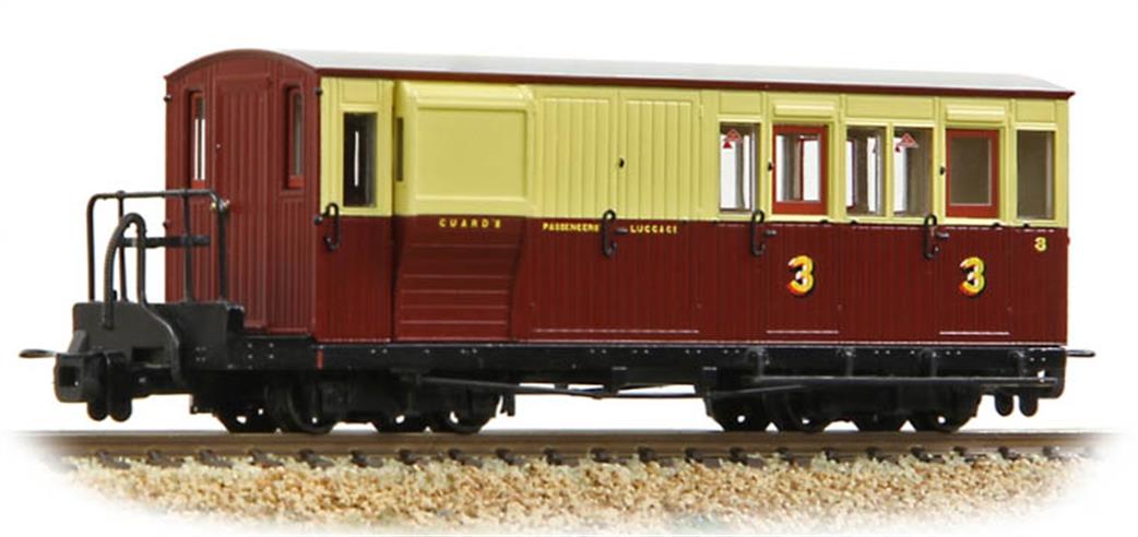 Bachmann OO9 394-085 Ffestiniog Railway Brake Third No. 8 Crimson & Cream