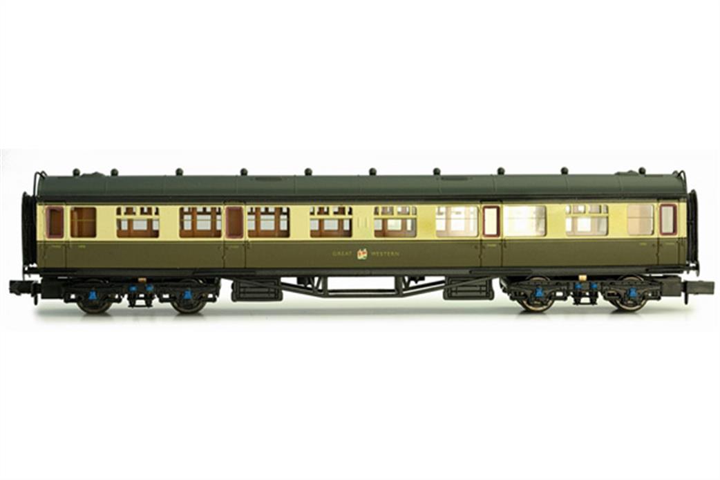 Dapol N 2P-000-155 GWR Collett Third Class Coach 581 Chocolate & Cream Shirtbutton Monogram