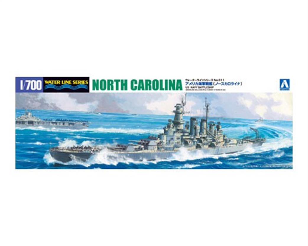 Aoshima 1/700 611 USS North Carolina US WW2 Battleship Waterline Plastic Model Kit