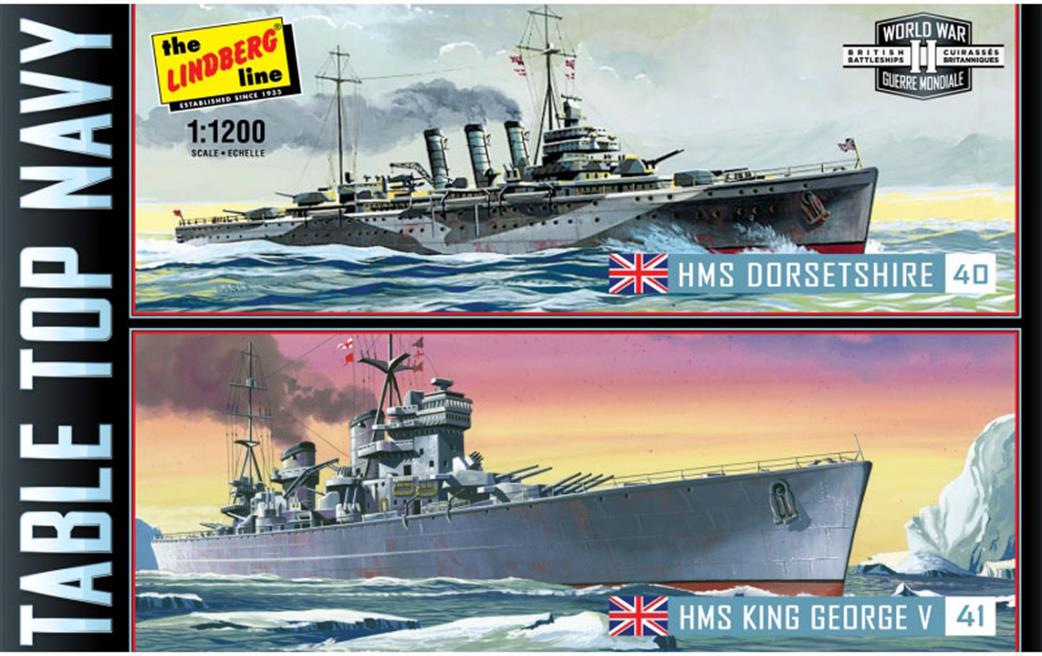 Lindberg 1/1200 LN439 HMS King George V & HMS Dorsetshire Tabletop Navy Kits