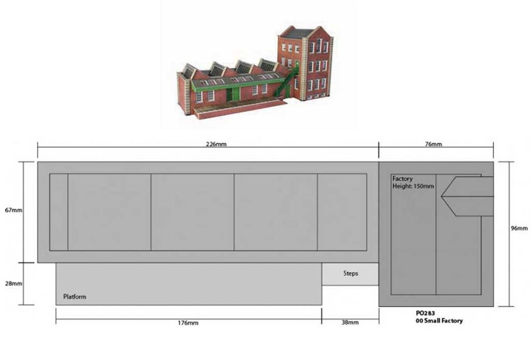 Metcalfe OO PO283 Small Factory Building Card Construction Kit