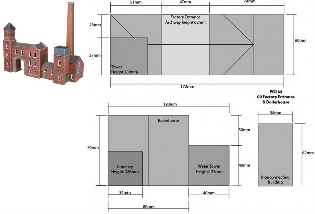 Metcalfe OO PO284 Factory Entrance & Boilerhouse Card Kit