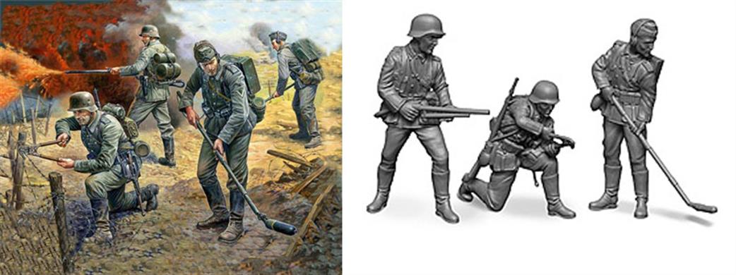 Zvezda 1/72 6110 German Sturmpioneers 1939-1942 4 Figure Set Snap Fit