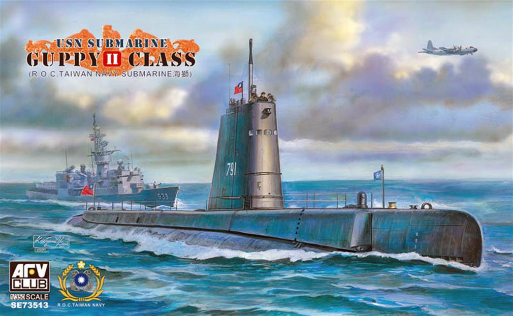 AFV Club 1/350 73513 Guppy 11 Submarine ROC Taiwan Navy Plastic Kit