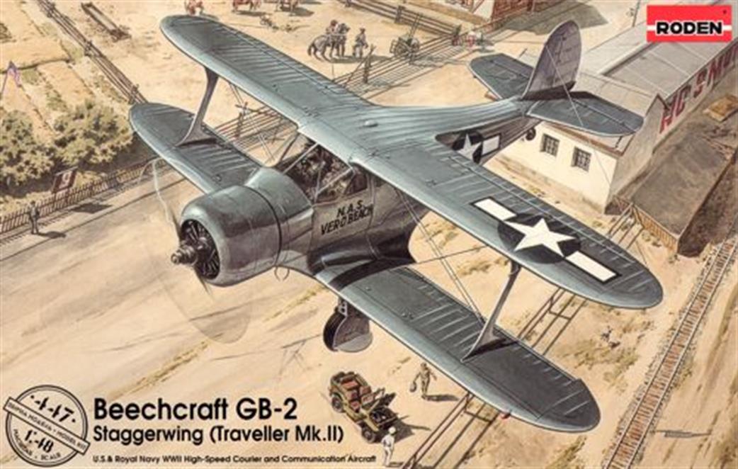 Roden 1/48 447 Beechcraft GB-2 Staggerwing Traveller Mk.11 Aircraft Kit