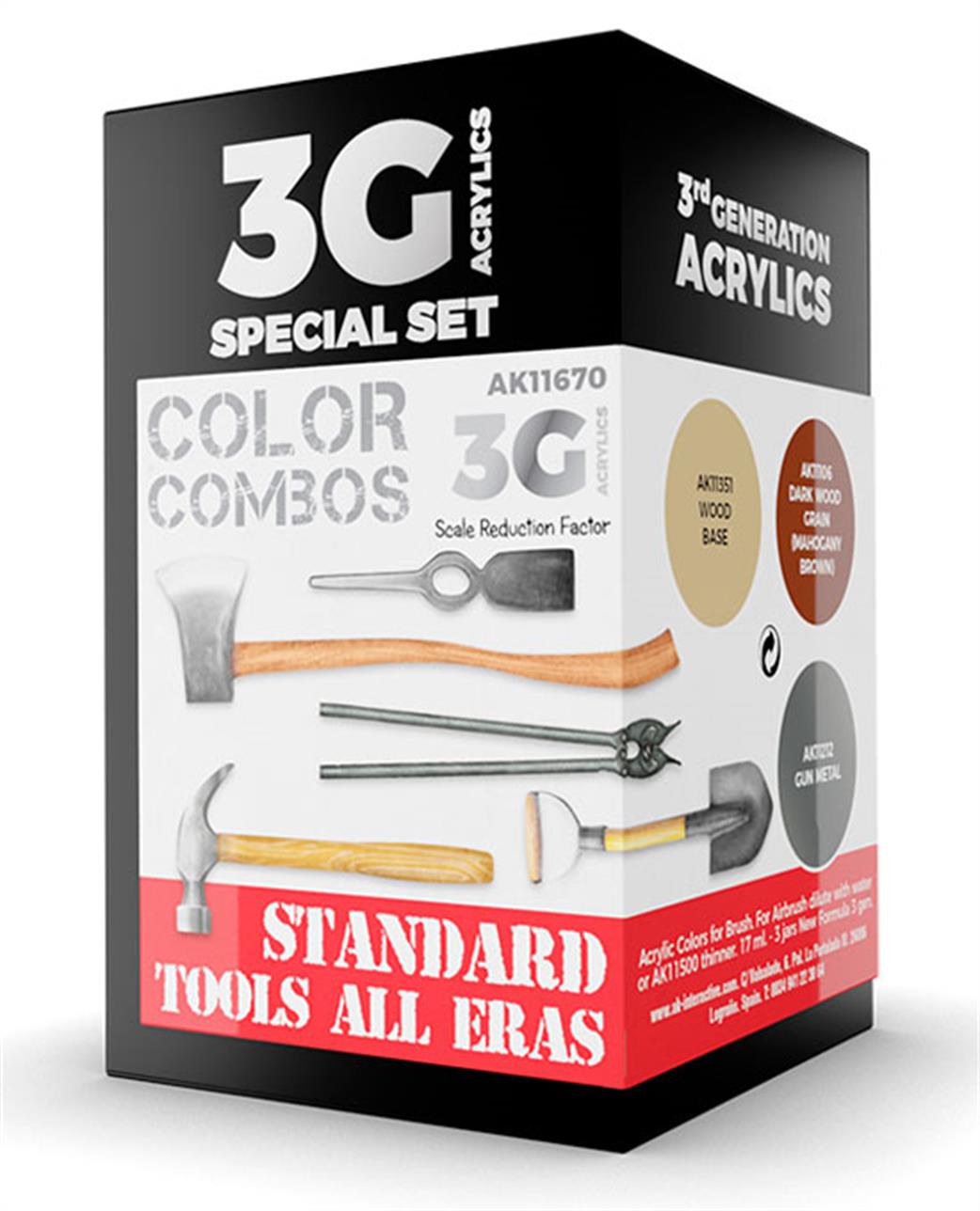 AK Interactive  AK11670 Gen 3 Standard Tools All Eras Acrylic Paint Set
