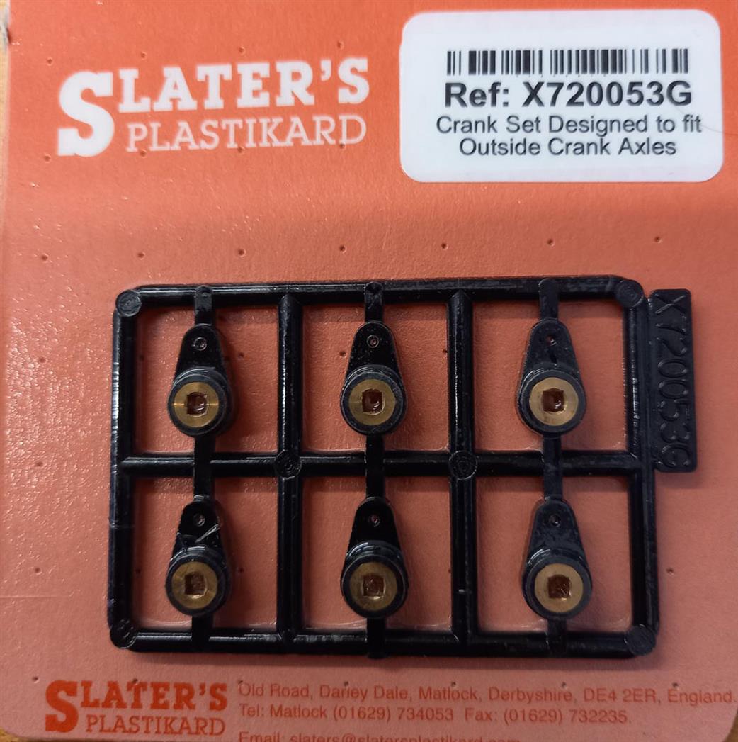 Slaters Plastikard O Gauge X720053G Crank Set of 6 designed to fit X720052E Outside Crank Axles