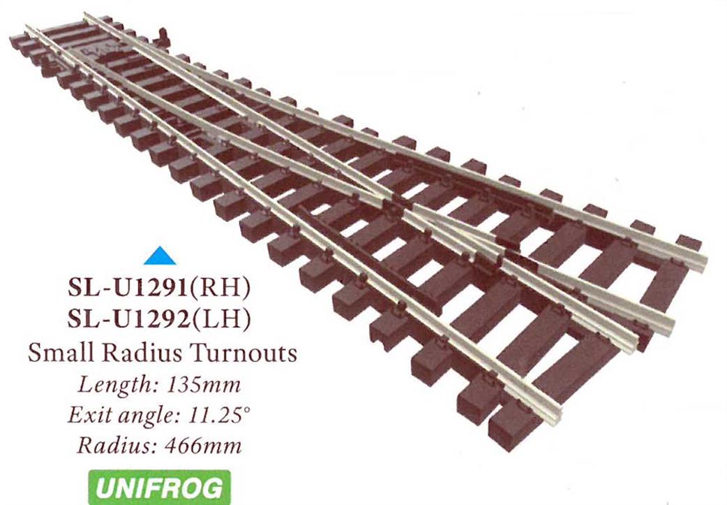 Peco TT:120 SL-U1292 Code 55 Left Hand Small Radius Turnout