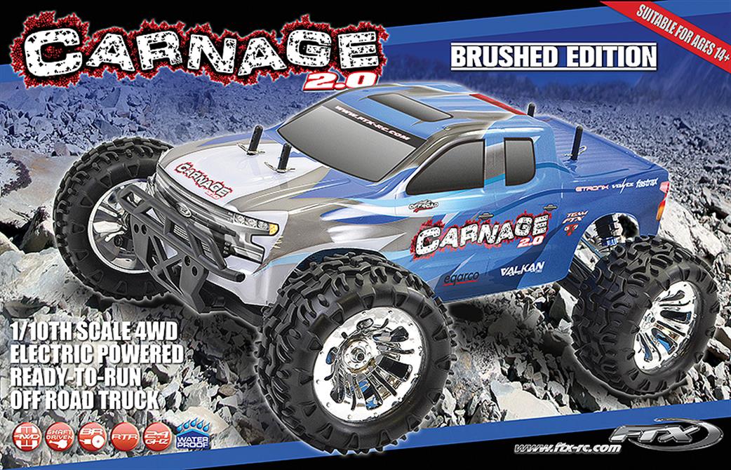 FTX 1/10 FTX5537B Carnage 2.0 Blue RTR Brushed RC Truck Model