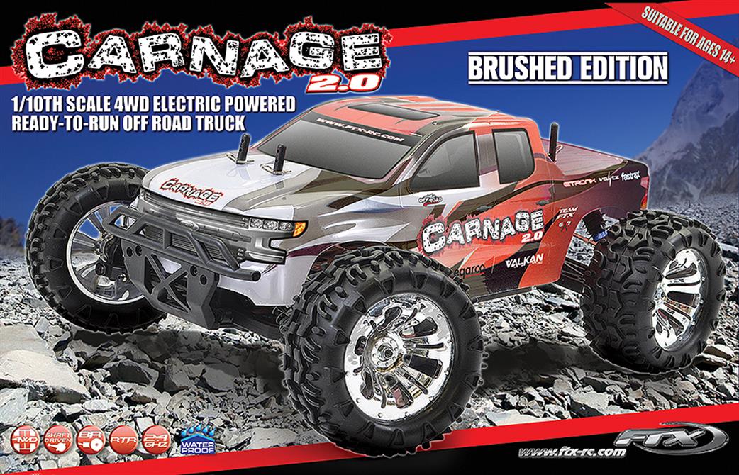 FTX 1/10 FTX5537R Carnage 2.0 Red RTR Brushed RC Truck Model