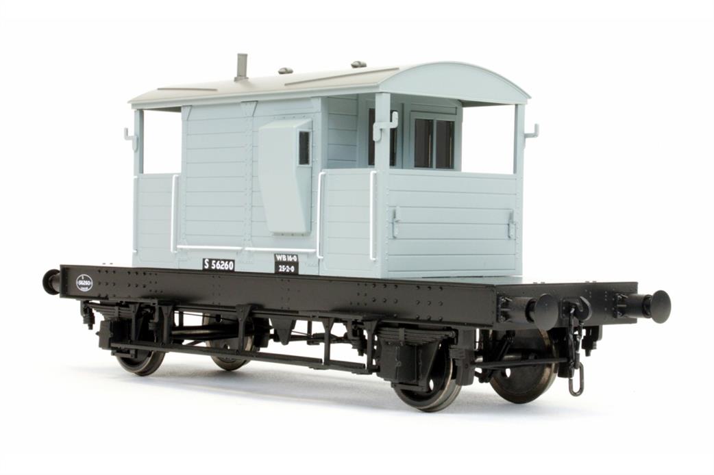 Dapol O Gauge 7F-100-007 BR(SR) 25 ton Pill Box Guards Brake Van Even Planked Sides BR Grey