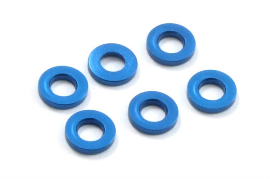 Fastrax  FAST142-2 M3 Flat Washers 1.0mm Blue (6)