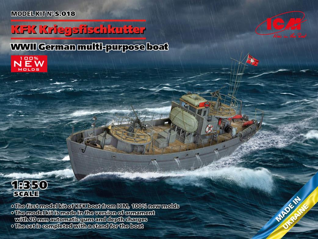 ICM 1/350 S018 WW2 German Kriegsfischkutter Multi Purpose Boat Plastic Kit