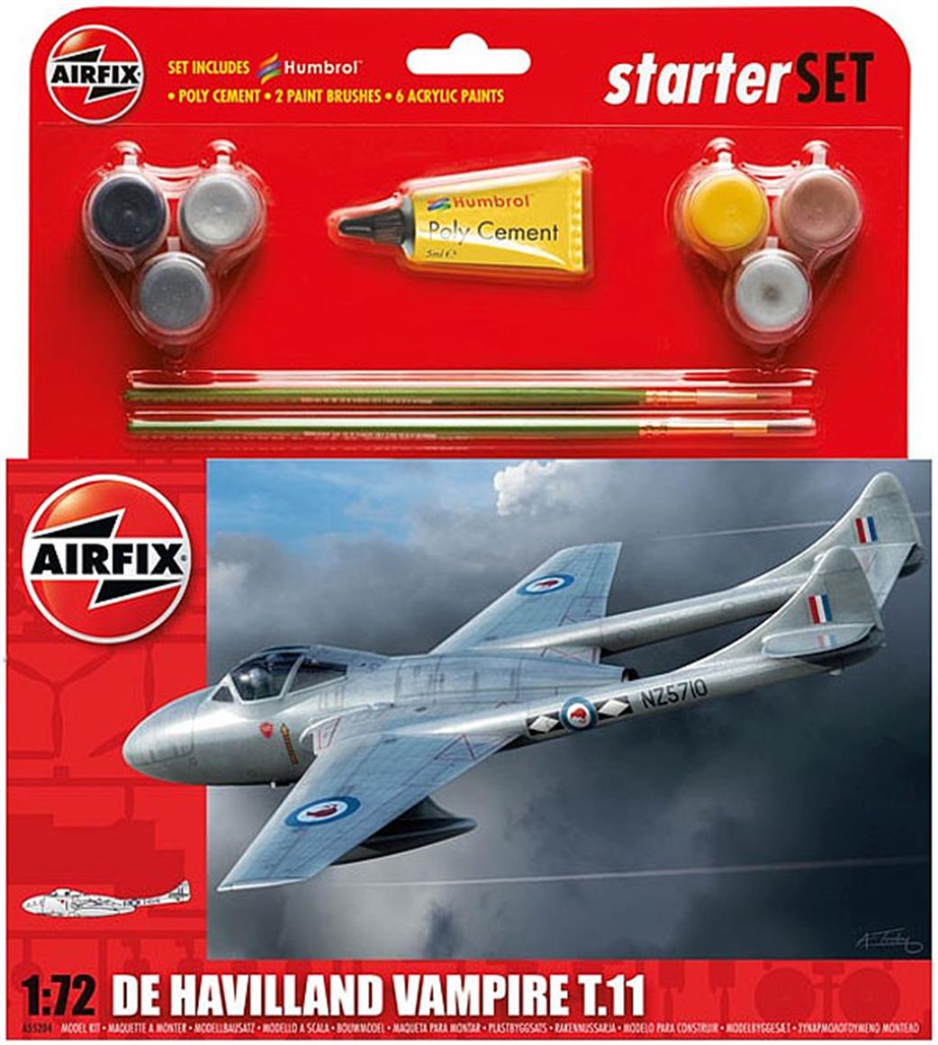 Airfix 1/72 A55204 De Havilland Vampire T.11 Starter Set