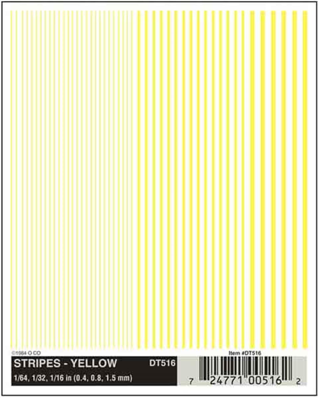 Woodland Scenics  DT516 Dry Transfer Yellow Stripes 1/64 1/32 1/16