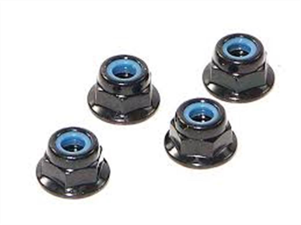 Fastrax 1/10 FTM4BKF M4 Flanged Wheel Locknuts Black Pack of 4