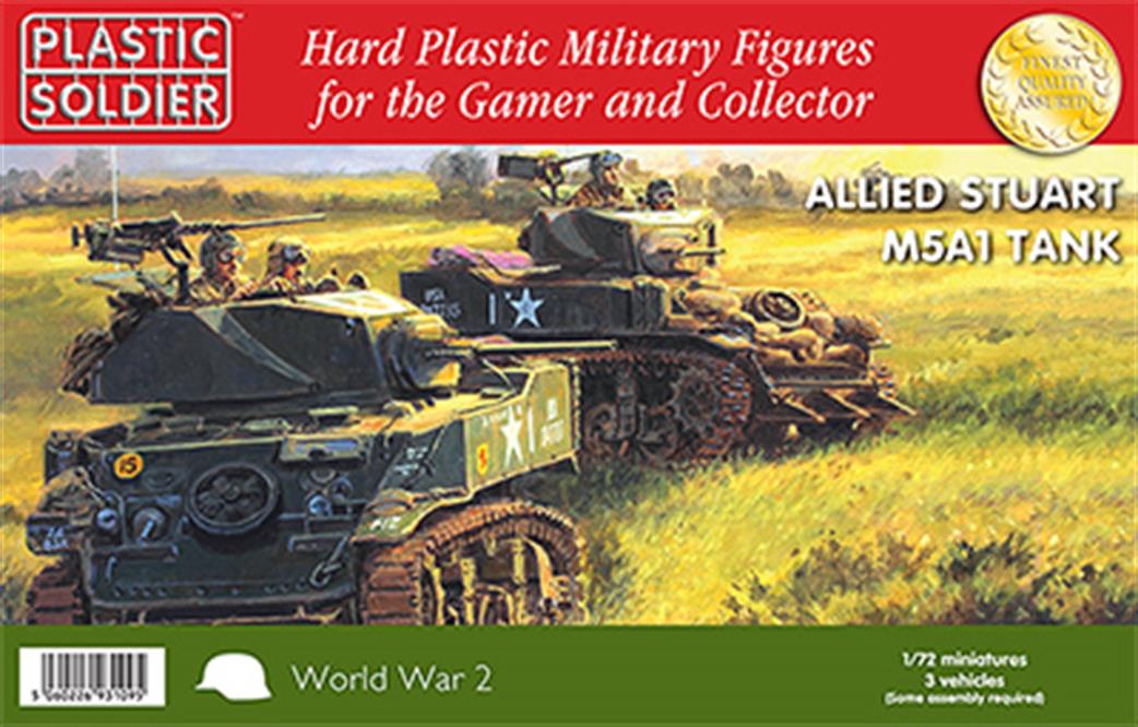 Plastic Soldier 1/72 WW2V20014 Allied Stuart M5A1 Tank Triple Set