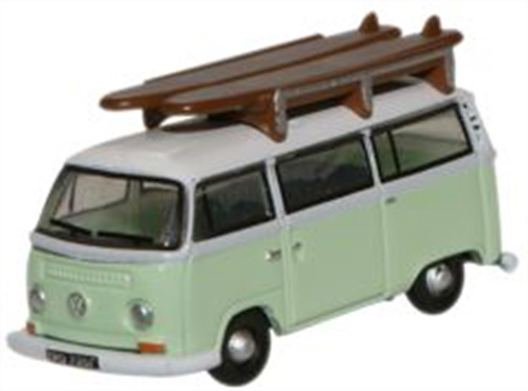 Oxford Diecast 1/148 NVW007 VW Minibus Birch Green White