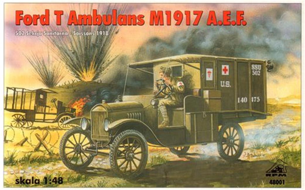 RPM Plastics 1/72 48001 Ford T Ambulance M1917 A.E.F Plastic Kit