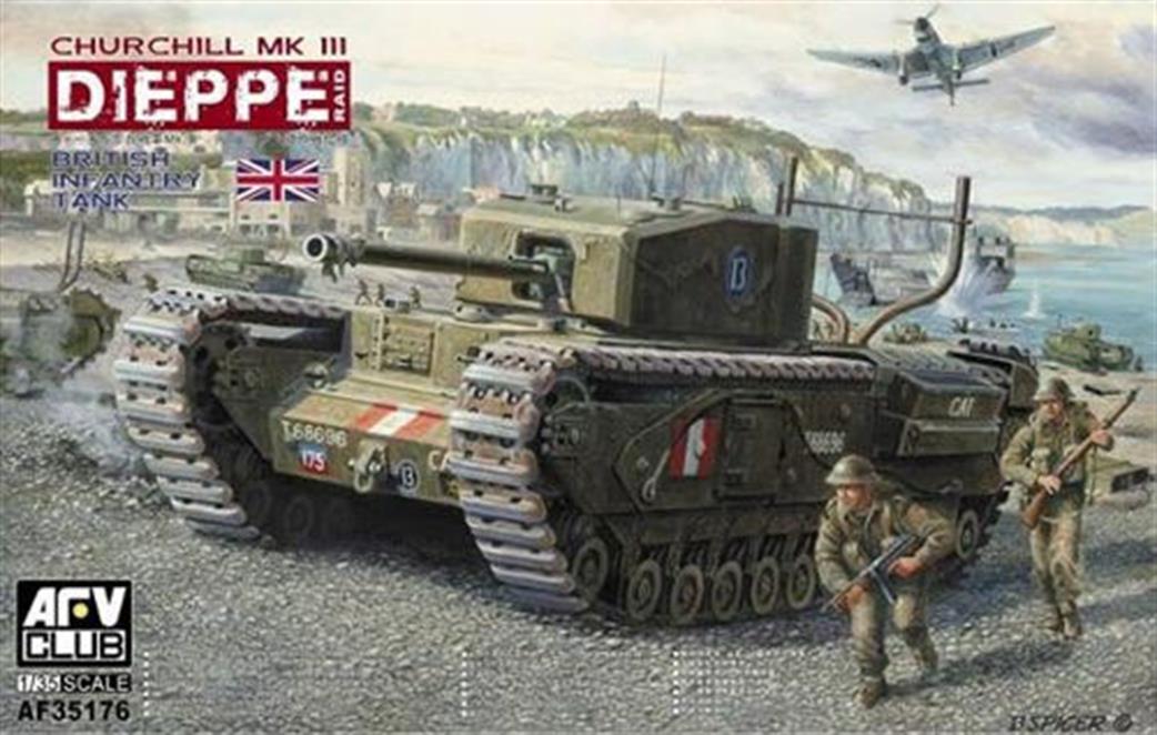 AFV Club 1/35 AF35176 Churchill Mk III Dieppe Raid WW2 Tank Kit