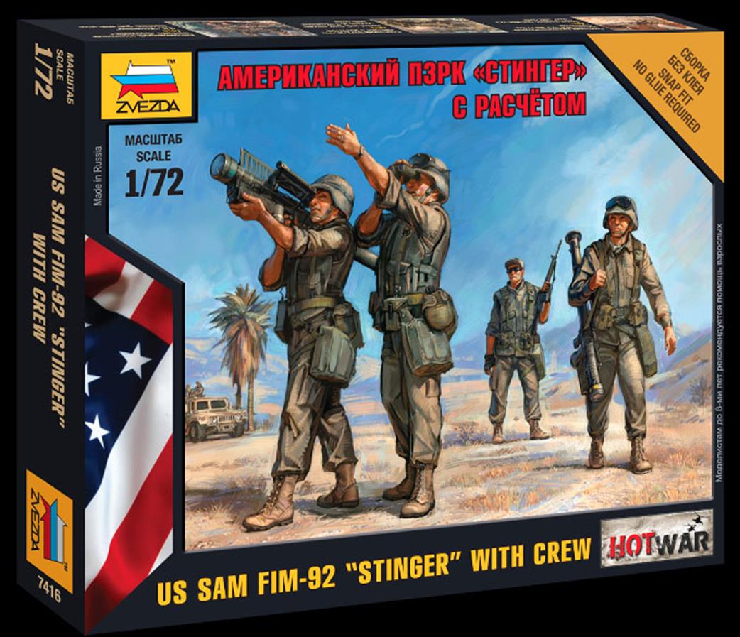 Zvezda 1/72 7416 Modern US PZEK Stinger Missle with Crew Set