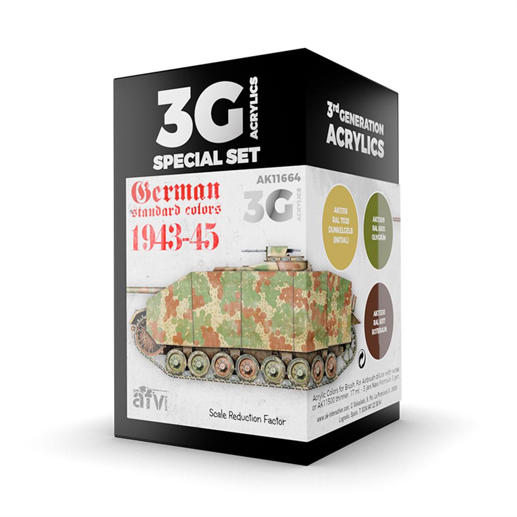 AK Interactive  AK11664 German Std Colours 44-45 3 Piece 3G Special Acrylic Paint Set