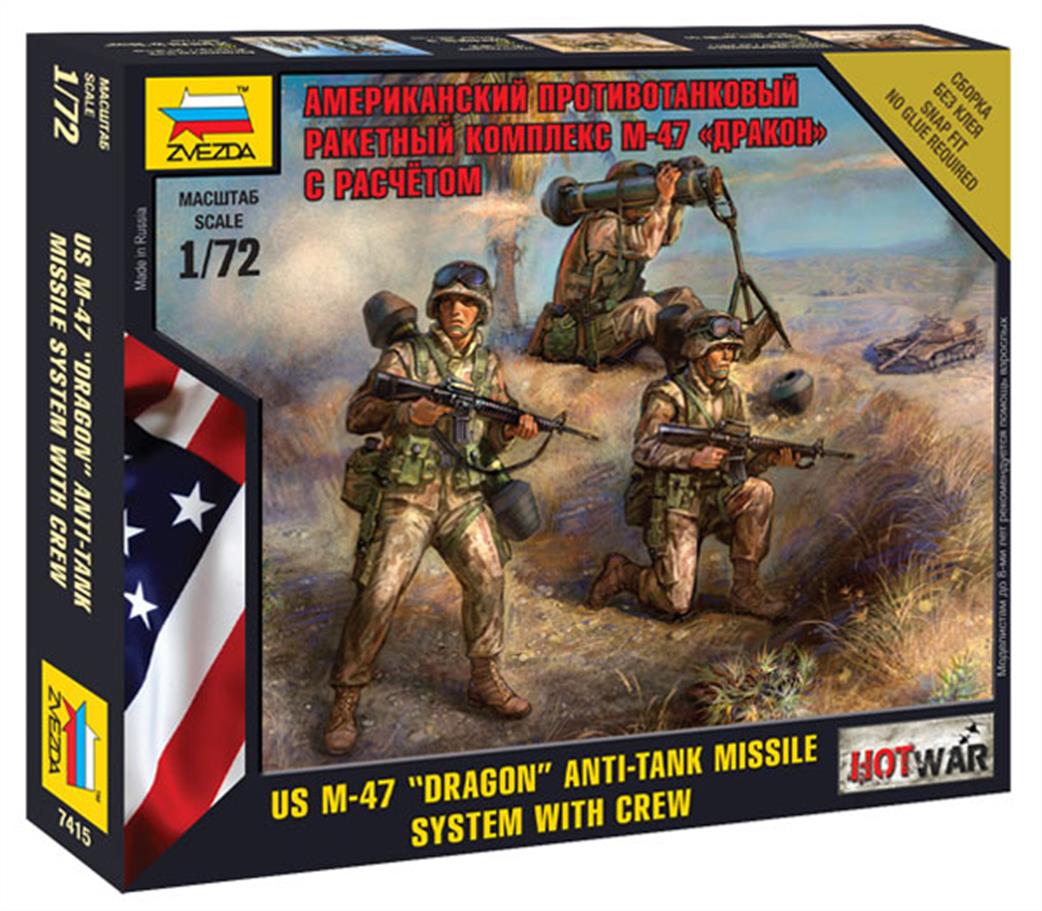 Zvezda 1/72 7415 Modern US M-47 Dragon Anti-tank Missile System with Crew