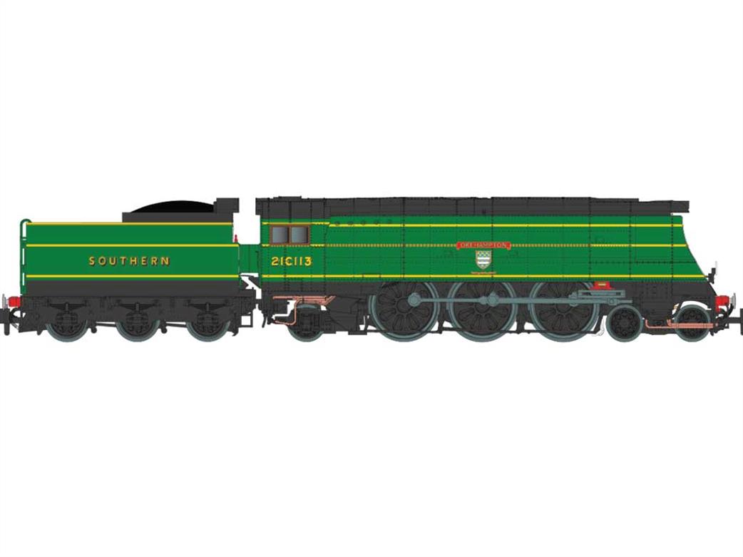 Dapol N 2S-034-004 SR 21C113 Okehampton Unrebuilt Bulleid West Country Pacific Malachite Green