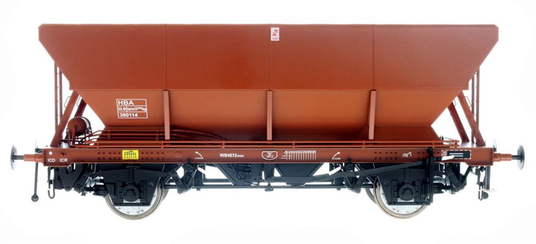 Dapol O Gauge 7F-047-003 BR Railfreight HBA Hopper 360114 Freight Brown Central Ladders