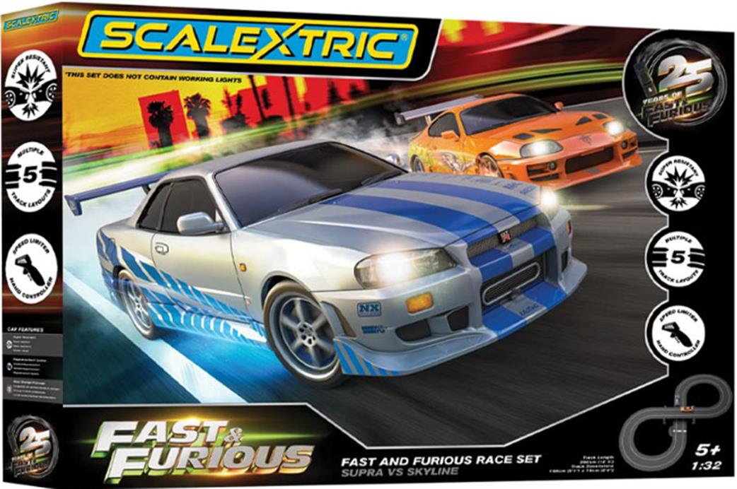 Scalextric  C1465M Fast and Furious 25 Years  Supra vs R34 Slot Car Set
