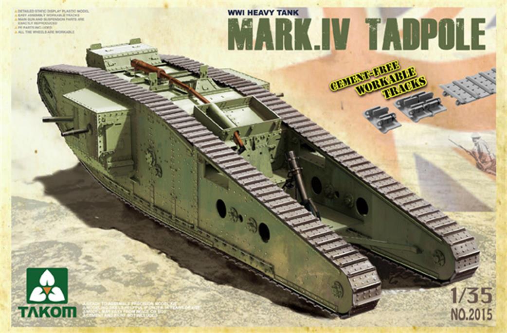 Takom 1/35 2015 British Army Mk IV Male Tadpole WWI Heavy Battle Tank