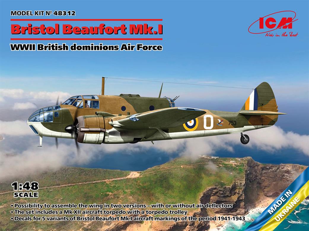 ICM 1/48 48312 Bristol Beaufort Mk.I WWII British dominions Air Force Kit