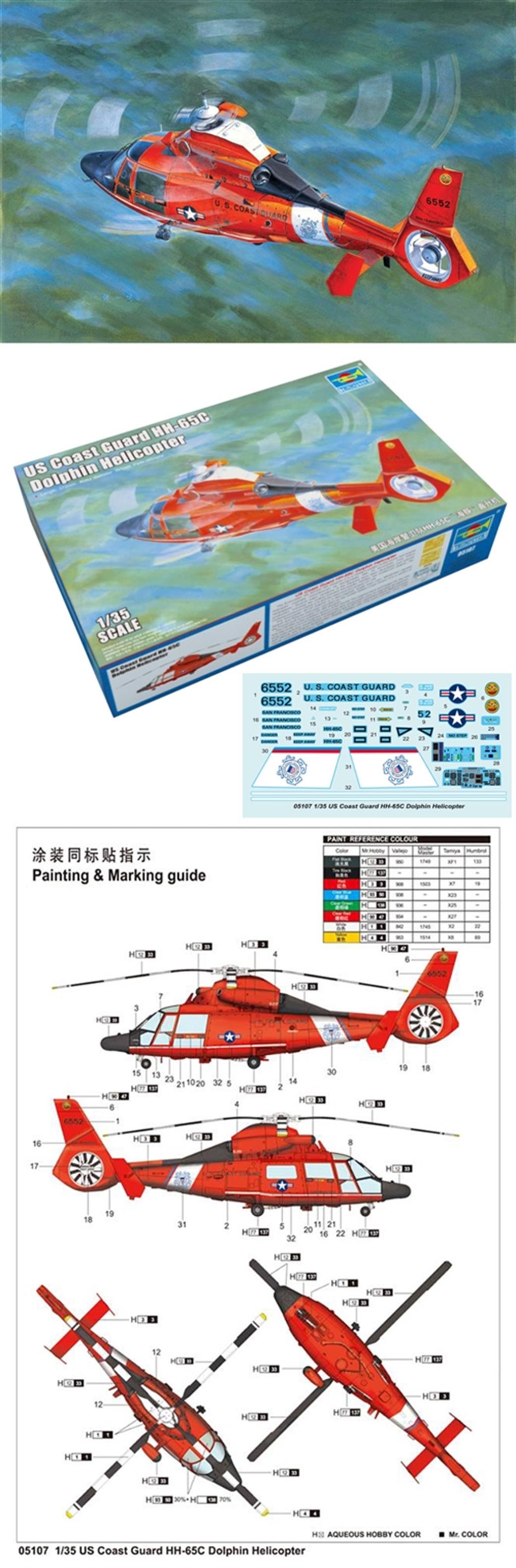 Trumpeter 1/35 05107 US Coast Guard HH-65C Dolphin Helicopter Kit