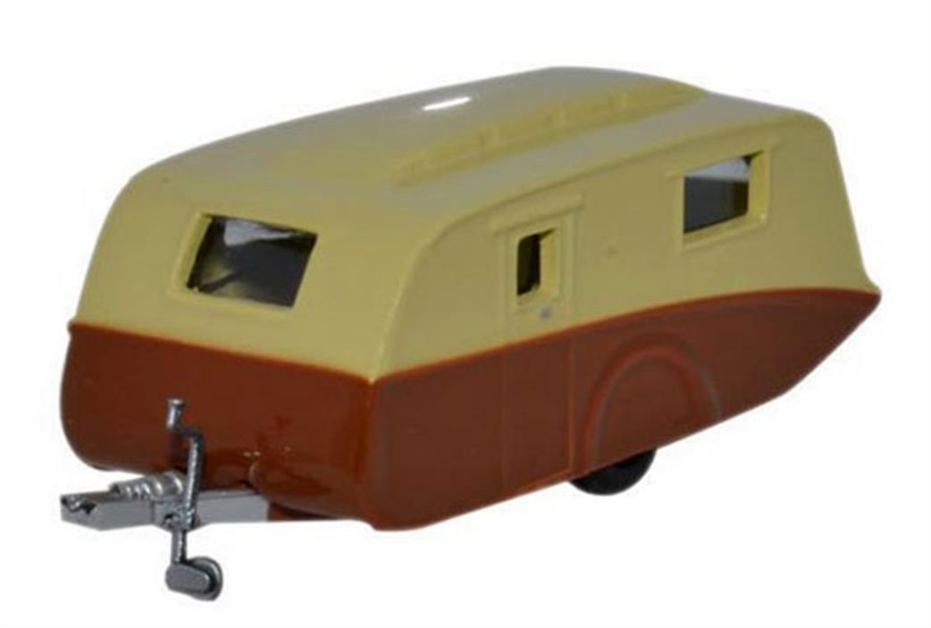 Oxford Diecast 1/76 76CV003 Caravan Cream & Brown