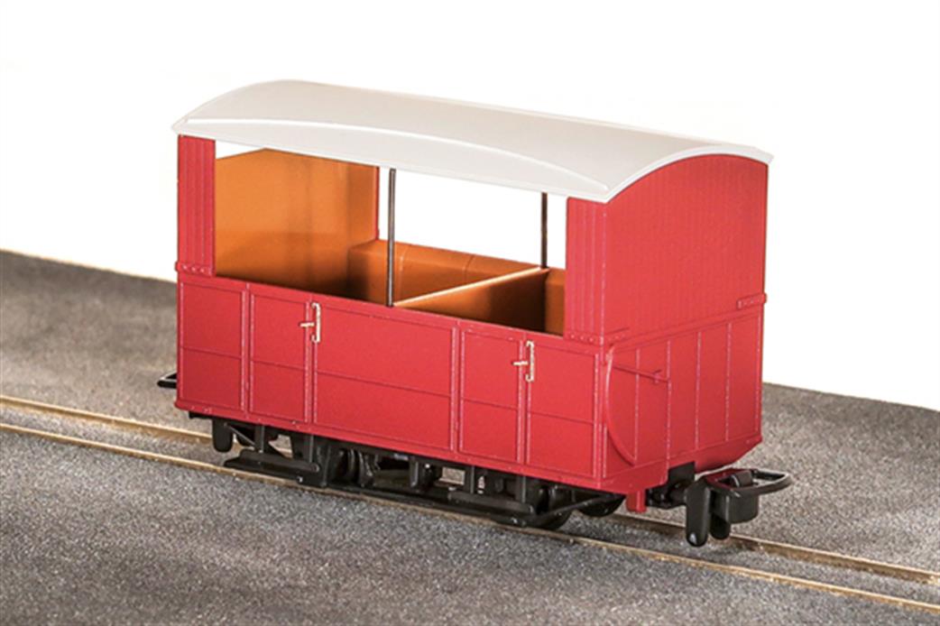 Peco OO9 GR-520UR GVT 4 Wheel Open Sided Coach Plain Red Unlettered