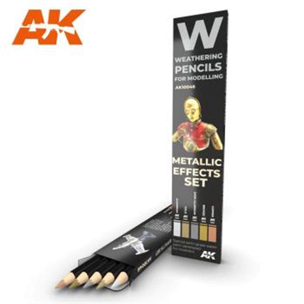 AK Interactive  AK10046 Metallics Weathering Pencil Set for Modelling