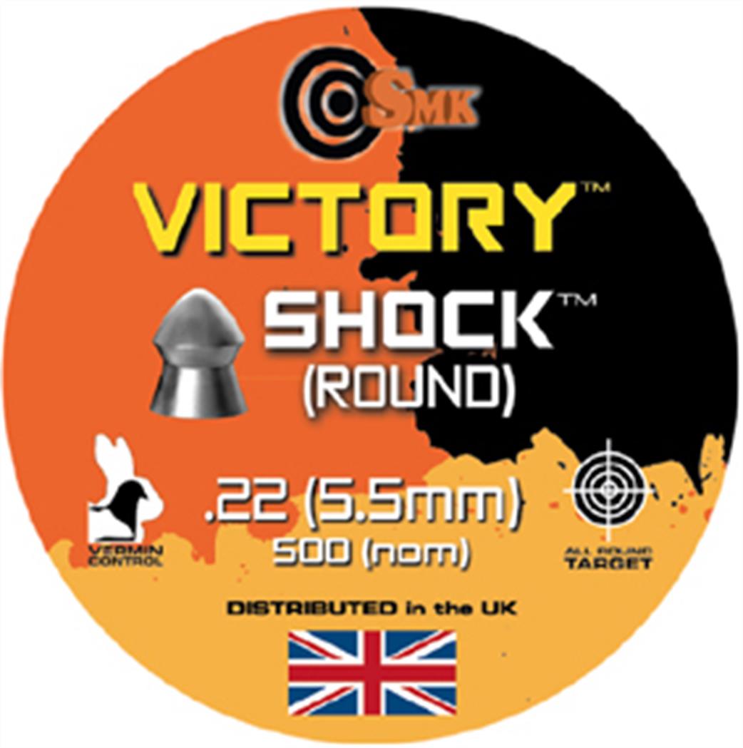 SMK  SNSHOCK22 Victory Shock Round 0.22 Air Rifle Pellets Tin of Approx 500