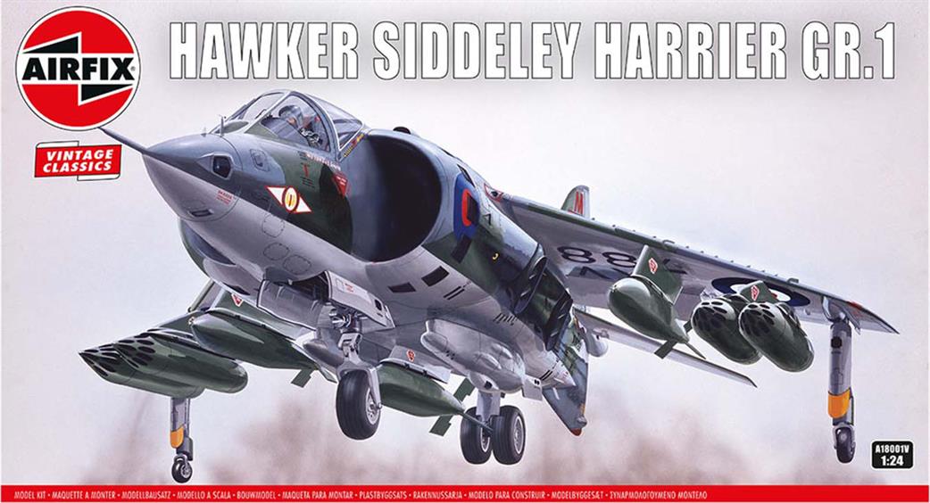 Airfix 1/24 A18001V Hawker Siddeley Harrier GR.1 VTOL Jump Jet Vintage Classic Kit