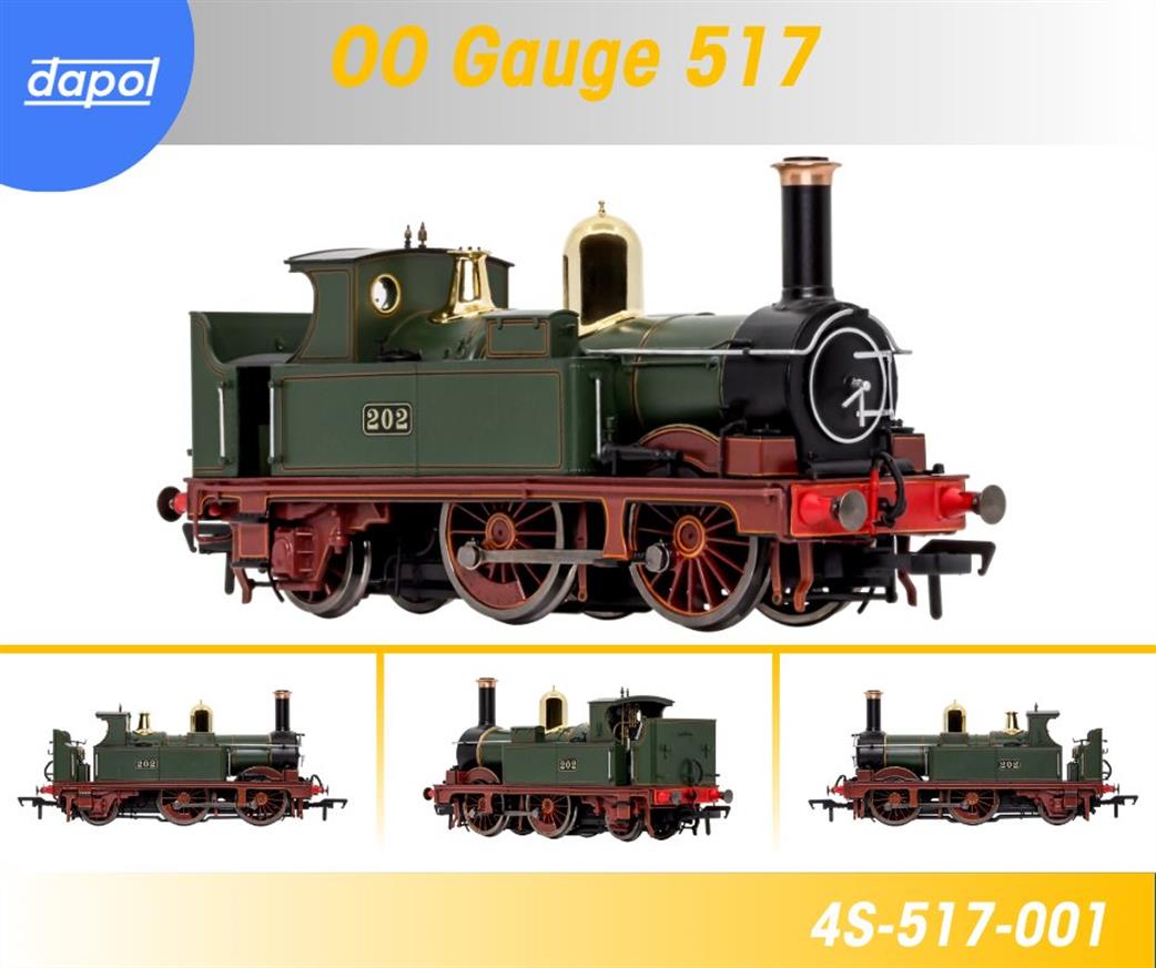 Dapol OO 4S-517-001S GWR 539 517 Class 0-4-2T GWR Green with Red Frames DCC Sound