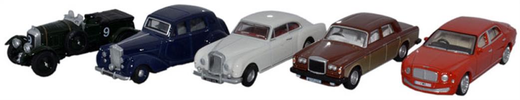 Oxford Diecast 1/76 76SET39 5 Piece Bentley Set