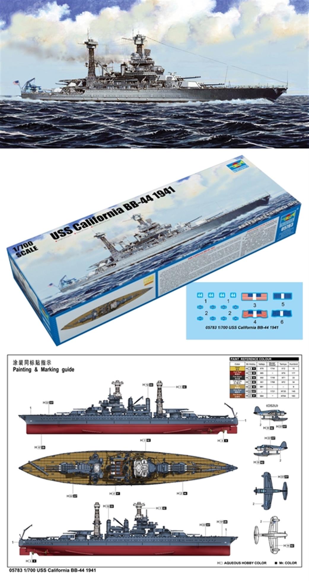 Trumpeter 1/700 05783 USS California BB-44 1941 Battleship Kit