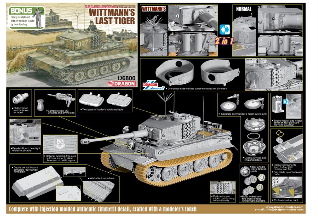 Dragon Models 1/35 D6800 Wittmans Last Tiger Plastic Kit