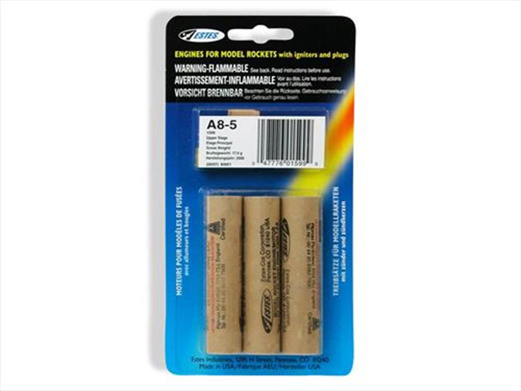 Estes  ES1599 A8-5 Rocket Motors Pack of 3