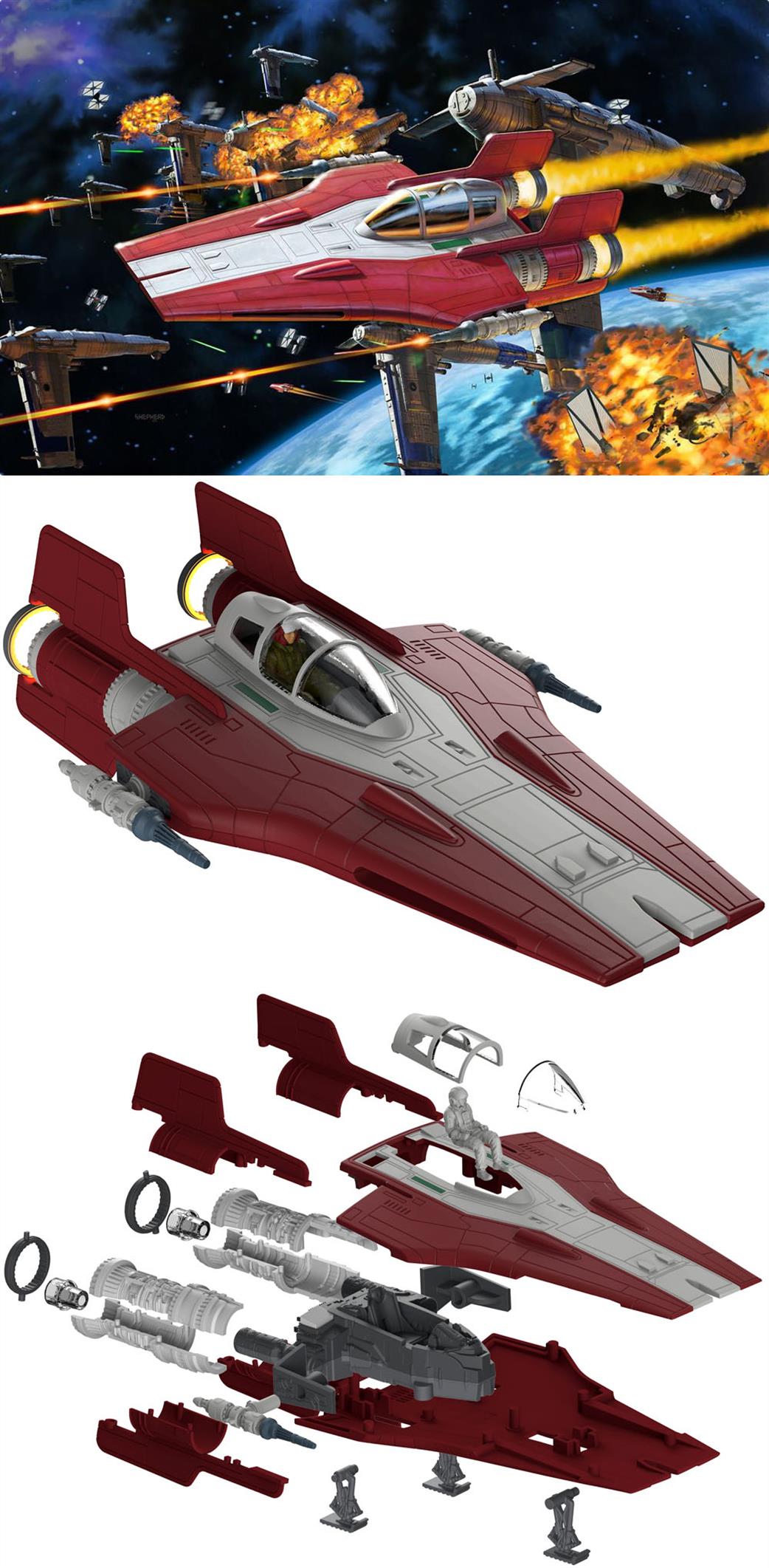 Revell 1/44 06759 Resistance A-Wing Fighter Red from Star Wars Episode 8 Plastic Model Kit