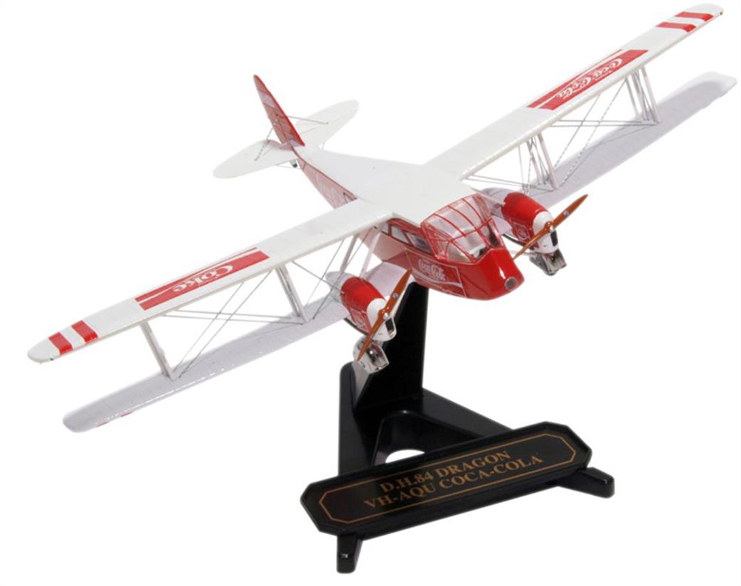 Oxford Diecast 1/72 72DG002CC DH84 Dragon VH-AQU Coca Cola