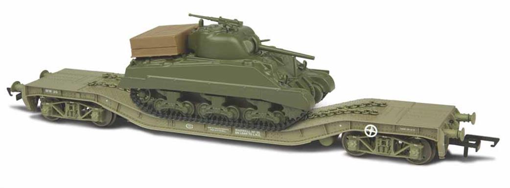 Oxford Rail OO OR76WW006 Warwell A Wagon No.36 with Sherman Tank