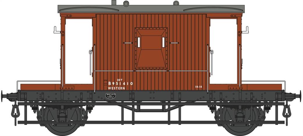 Dapol O Gauge 7F-200-019 BR Standard 20 Ton Goods Brake Van B951410 Bauxite Livery RTR