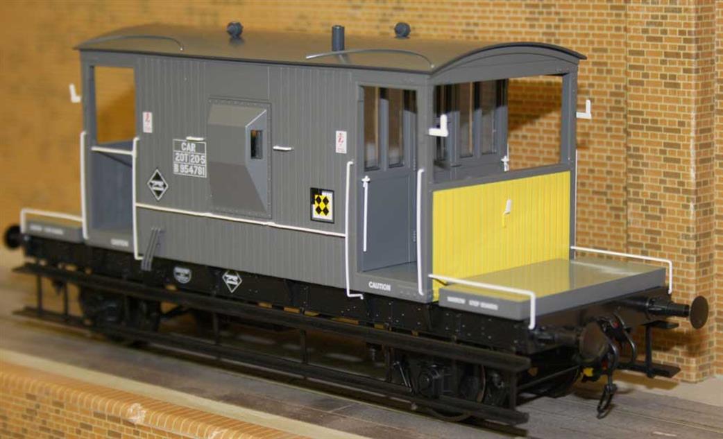 Dapol O Gauge 7F-200-013 BR Standard 20 Ton Goods Brake Van Grey B954768 Grey Railfreight Coal Sector Oleo Buffers Roller Bearings